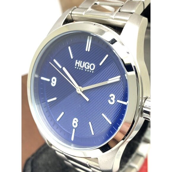Hugo Boss Men's Watch 1530015 Quartz Blue Dial Silver Stainless Steel 44… - Picture 12 of 13
